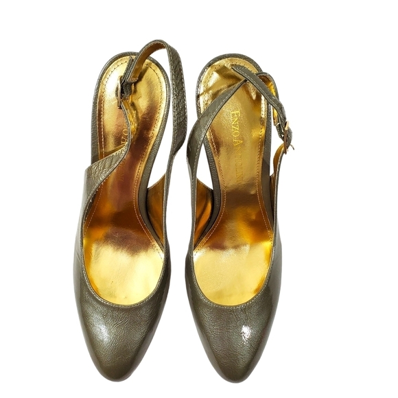 Enzo Angiolini Women's Slingback Heel Leather Pump in Pewter New 7 - Picture 4 of 5